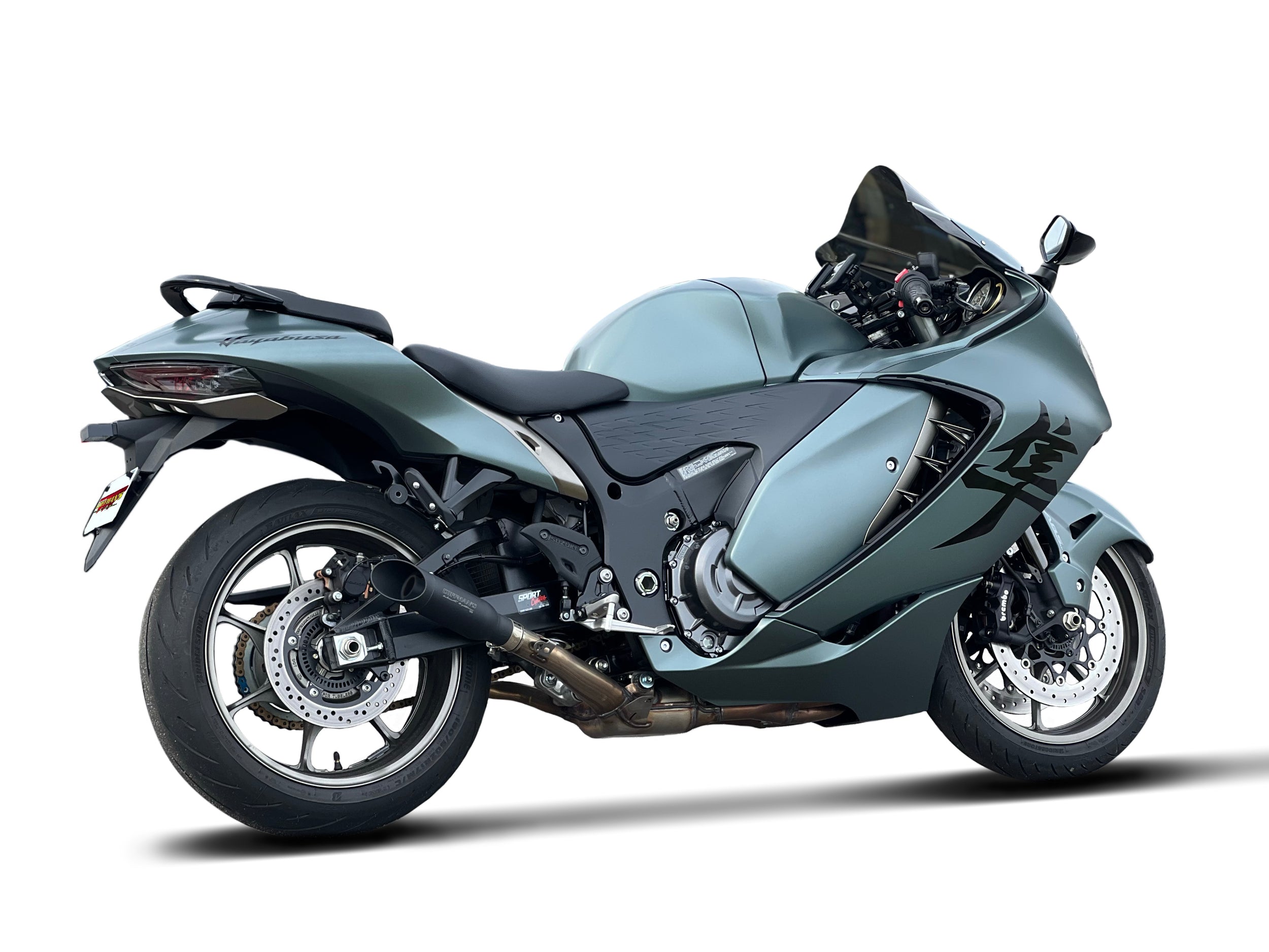 Suzuki Hayabusa 2025 shorty exhausts installed side view
