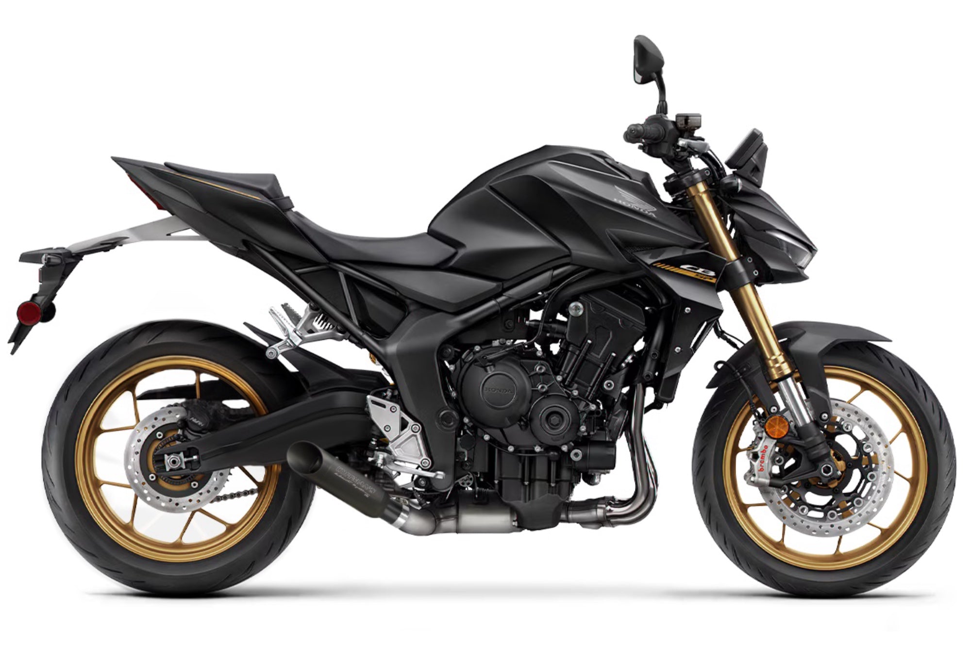 Honda Hornet SP 2025 exhaust system installed side view