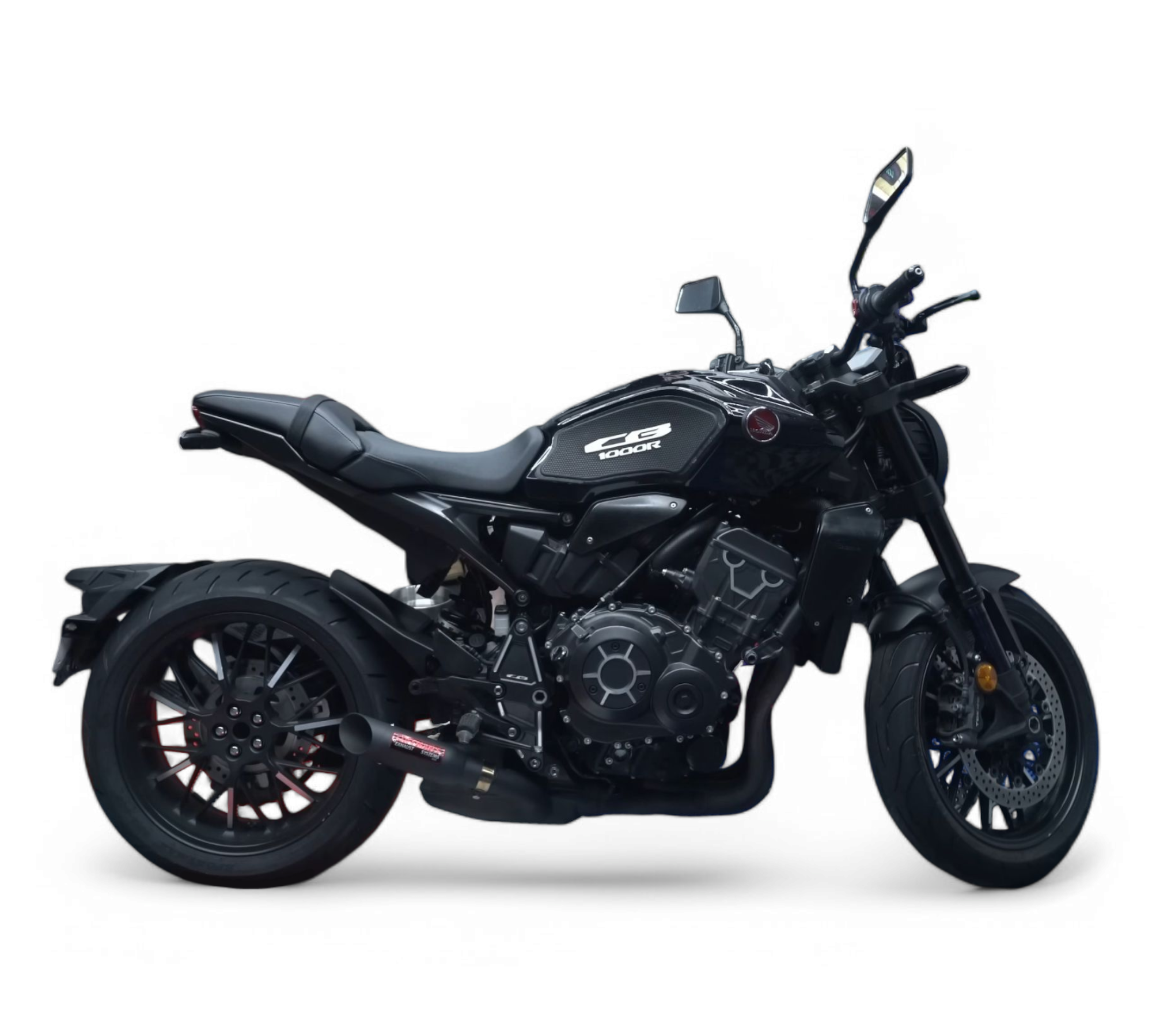 Honda CB1000R 2024 shorty exhaust installed side view