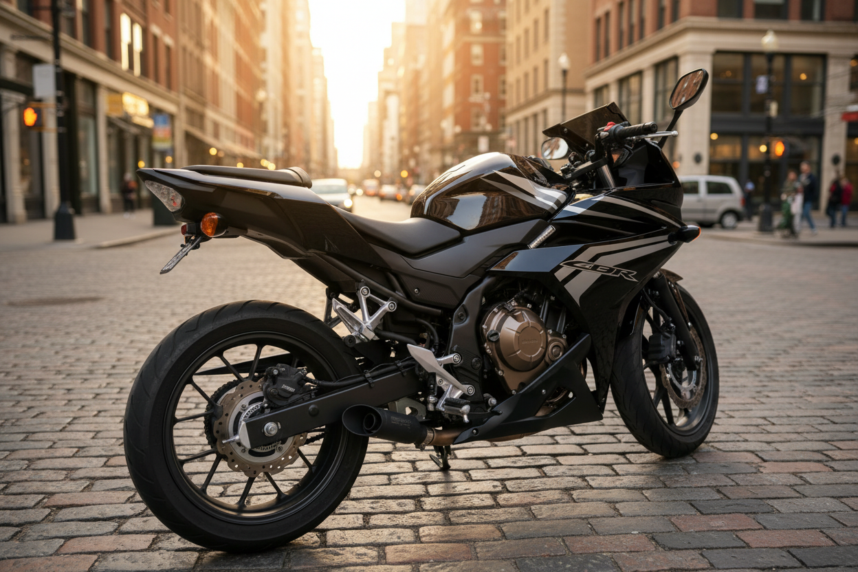 CBR500R Black Urban Golden Hour