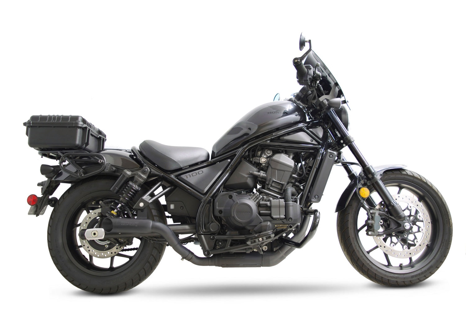 Honda Rebel 1100 exhaust system installed side view